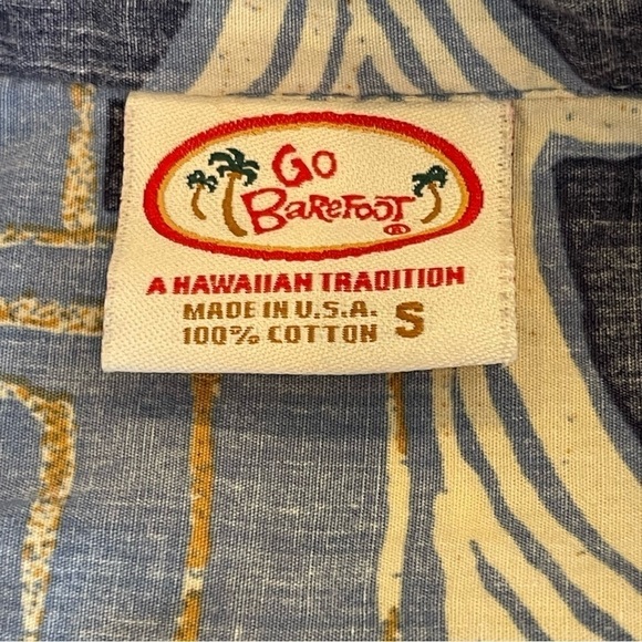 Hawaiian Shirt Vintage Go Barefoot Beach Vacation  Tribal Reverse Print Summer - Picture 12 of 13